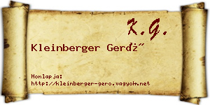 Kleinberger Gerő névjegykártya